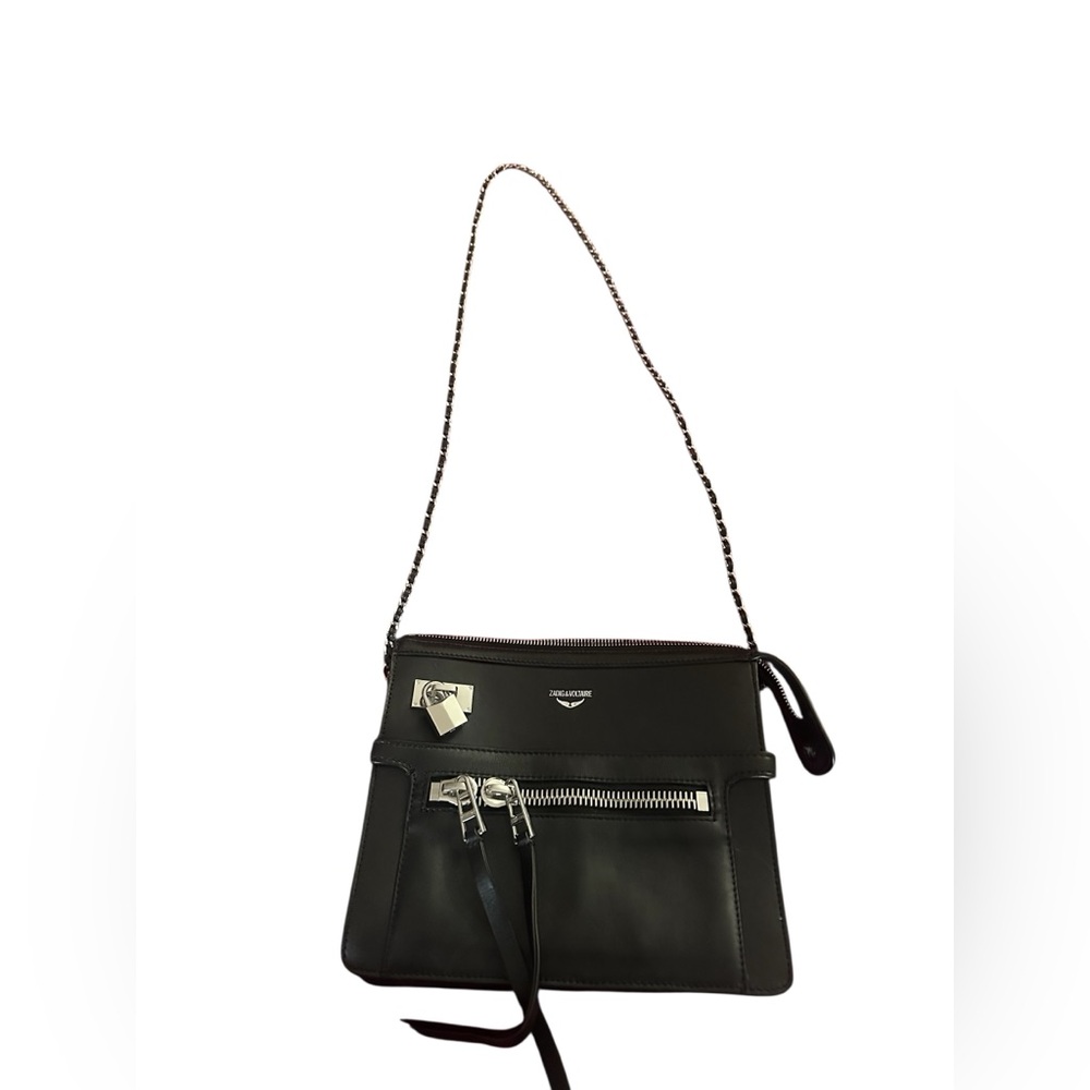 Zadig & Voltaire black leather crossbody bag (needs new top zipper) w/ dust bag